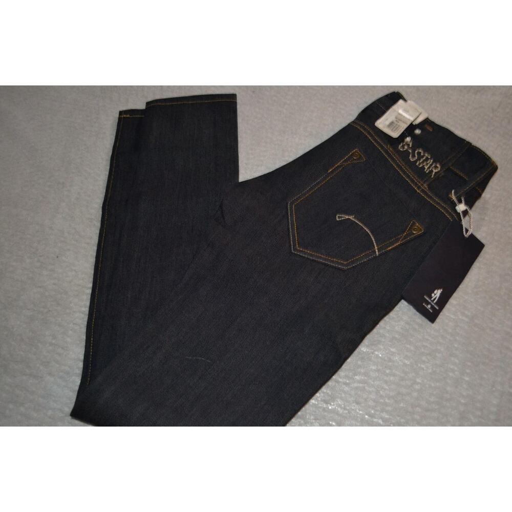38003 G-Raw Jeans Made Italy Dark Blue Cotton Elastane Blend Size 25 X 32 Womens
